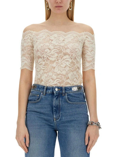 Shop Rabanne Lace Top In Ivory
