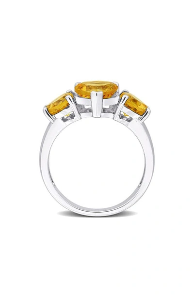 Delmar Sterling Silver Heart-shape Citrine 3-stone Ring In Yellow