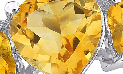 Delmar Sterling Silver Heart-shape Citrine 3-stone Ring In Yellow