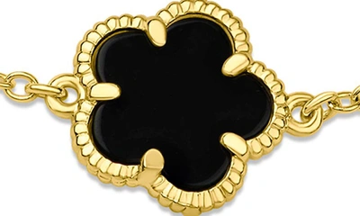 Shop Cz By Kenneth Jay Lane Cz Clover Station Chain Bracelet In Black/ Gold