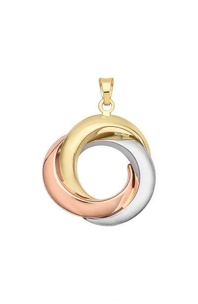 Shop Best Silver 14k Gold Tri-tone Infinity Circle Pendant In 3tone