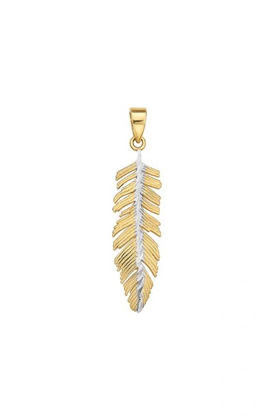 Shop Best Silver 14k Gold Feather Pendant Necklace In 2tone