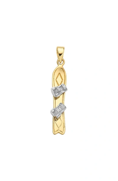 Shop Best Silver 14k Gold Two-tone Snowboard Pendant In 2tone