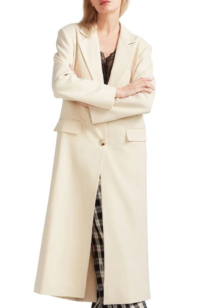 Belle & Bloom Transcendent Asymmetric Split Hem Coat In French Vanilla