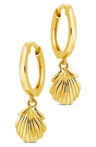 Shop Sterling Forever Dottie Shell Drop Hoop Earrings In Gold