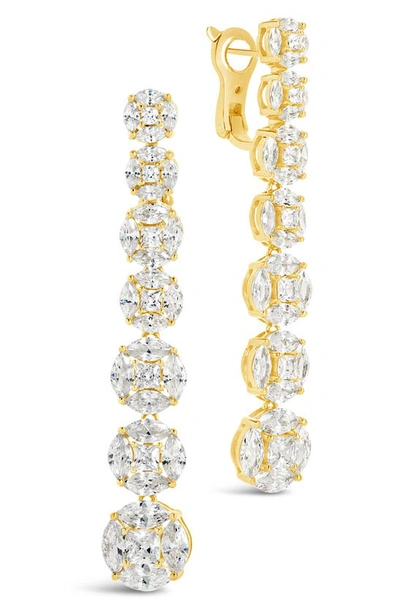 Shop Sterling Forever Leann Graduated Cz Linear Drop Earrings In Gold