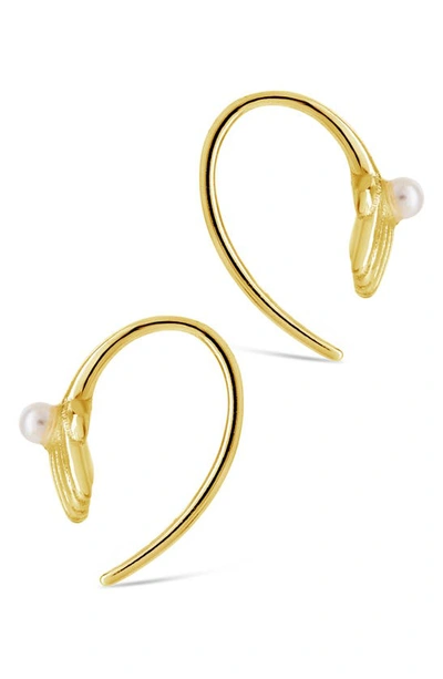 Shop Sterling Forever Marjorie Pearl Threader Earrings In Gold