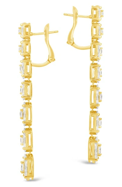 Sterling Forever Leann Graduated Cz Linear Drop Earrings In Gold
