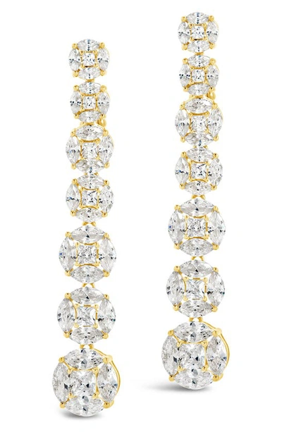 Sterling Forever Leann Graduated Cz Linear Drop Earrings In Gold