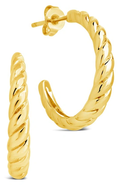 Shop Sterling Forever Thin Croissant Hoop Earrings In Gold