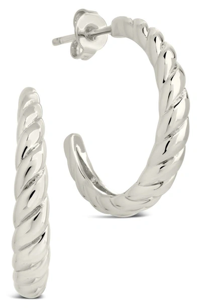 Shop Sterling Forever Thin Croissant Hoop Earrings In Silver