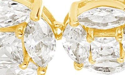 Sterling Forever Leann Graduated Cz Linear Drop Earrings In Gold