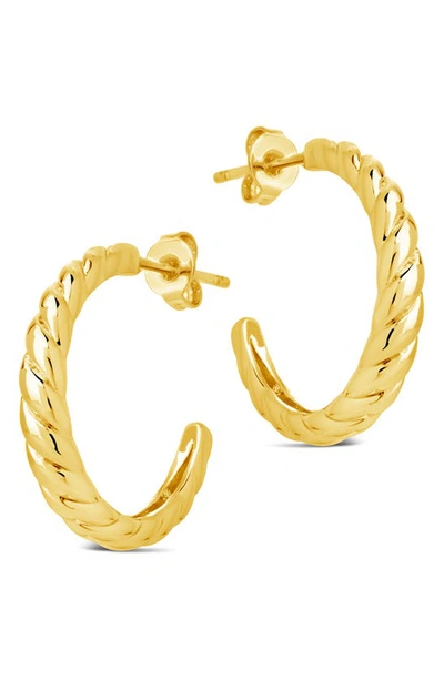 Shop Sterling Forever Thin Croissant Hoop Earrings In Gold