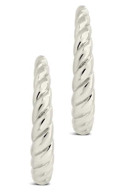 Shop Sterling Forever Thin Croissant Hoop Earrings In Silver