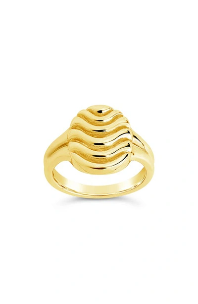Sterling Forever Livia Textured Ring In Gold