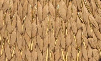 Shop Natasha Metallic Thread Woven Straw Satchel In Neutral