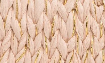 Shop Natasha Metallic Thread Woven Straw Satchel In Blush