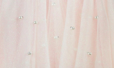Shop American Princess Kids' Imitation Pearl Netting Sleeveless Dress In Blush