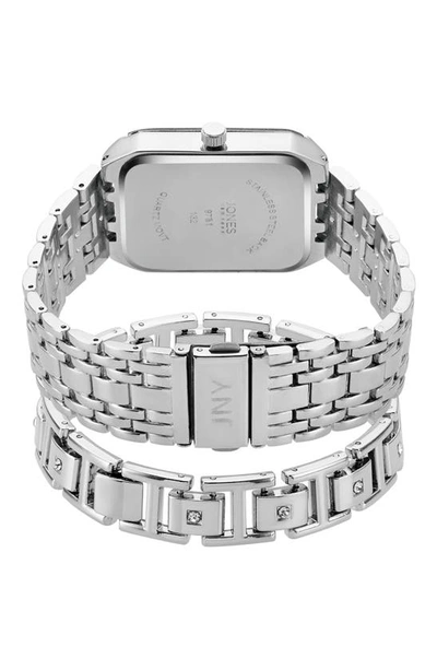I Touch Jones New York Three-hand Quartz Mesh Strap Watch & Id Bracelet Set In Silver