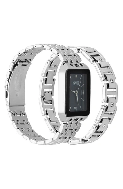 I Touch Jones New York Three-hand Quartz Mesh Strap Watch & Id Bracelet Set In Silver