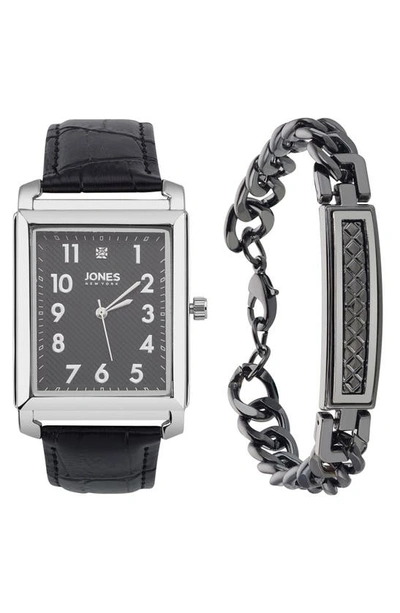 Shop I Touch Diamond Accent Three-hand Quartz Watch & Id Bracelet Set In Black