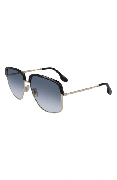 Shop Victoria Beckham 59mm Semi Rimless Sunglasses In Gold/ Black