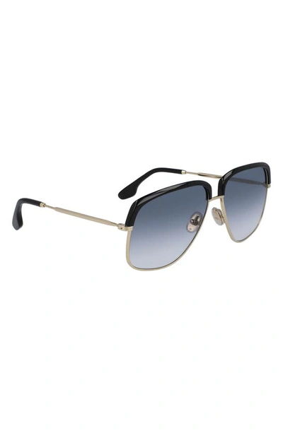Shop Victoria Beckham 59mm Semi Rimless Sunglasses In Gold/ Black