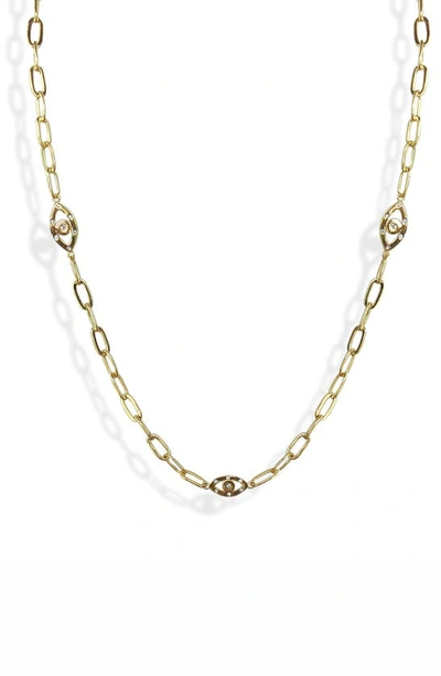 Shop Liza Schwartz Grand Evil Eye Cz Station Chain Necklace In Gold