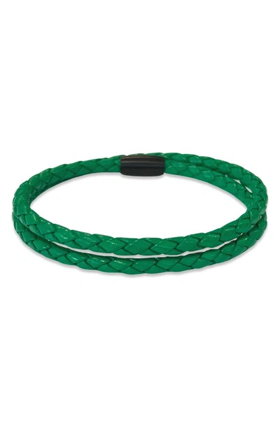 Shop Liza Schwartz Mens' Braided Leather Wrap Bracelet In Green