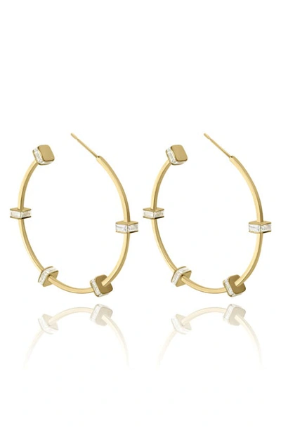 Shop Liza Schwartz Bridget Cz Station Hoop Earrings In Gold