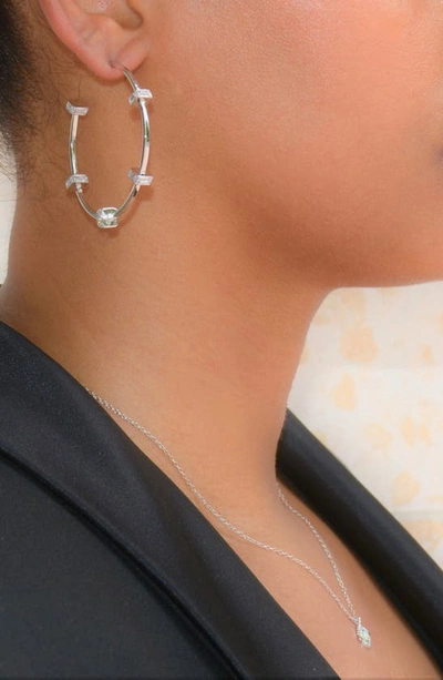 Liza Schwartz Bridget Cz Station Hoop Earrings In Silver