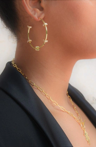 Liza Schwartz Bridget Cz Station Hoop Earrings In Gold