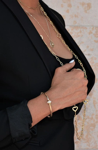 Shop Liza Schwartz Good Karma Cz Pavé Leather Bracelet In Gold