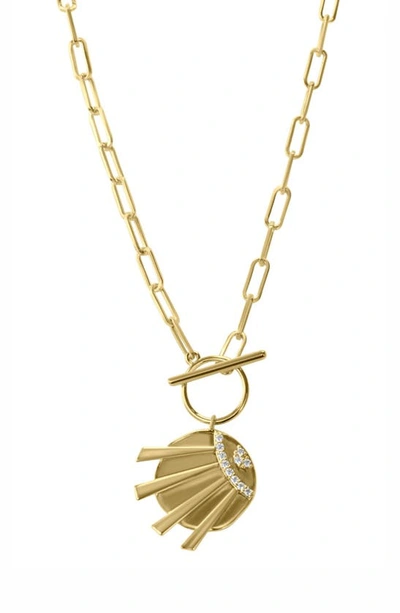 Shop Liza Schwartz Sunrays Cz Pendant Toggle Chain Necklace In Gold