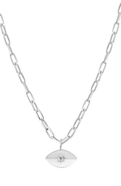 Shop Liza Schwartz Evil Eye Cz Pendant Necklace In Silver