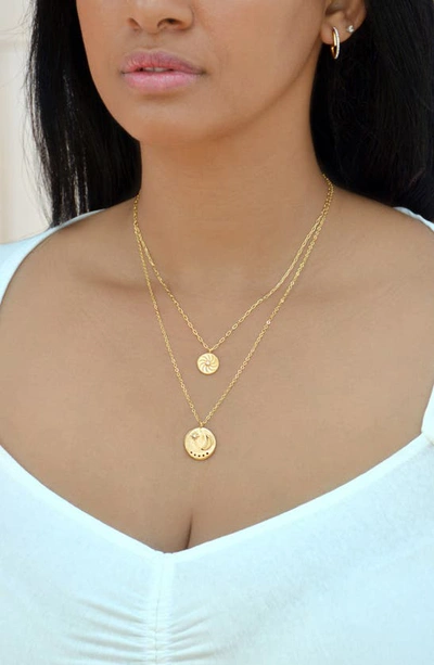 Shop Liza Schwartz Moonlight Cz Coin Pendant Necklace In Gold