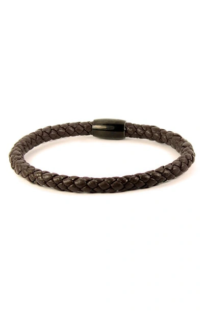Shop Liza Schwartz Mens' Braided Leather Bracelet In Brown