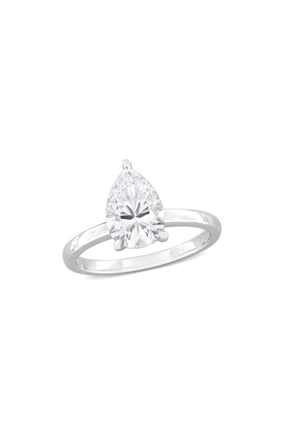 Delmar Sterling Silver Pear Cut Created Moissanite Engagement Ring In Silver