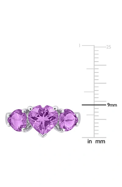 Delmar Sterling Silver Heart-shape Amethyst 3-stone Ring In Purple