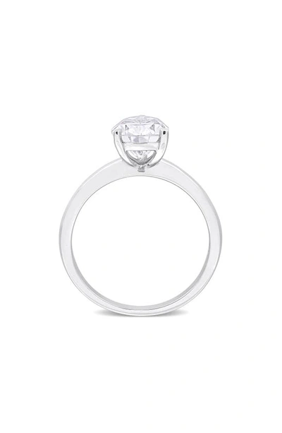 Delmar Sterling Silver Pear Cut Created Moissanite Engagement Ring In Silver