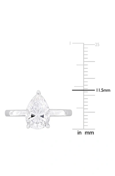 Delmar Sterling Silver Pear Cut Created Moissanite Engagement Ring In Silver