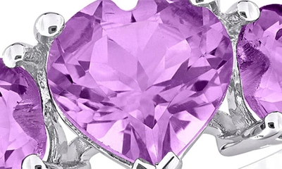 Delmar Sterling Silver Heart-shape Amethyst 3-stone Ring In Purple