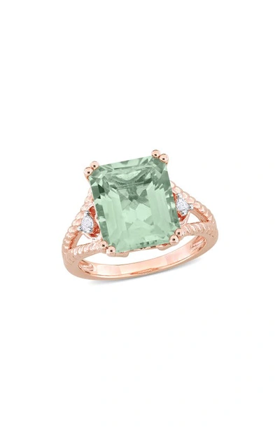 Delmar Green Quartz & White Topaz Statement Ring In Green