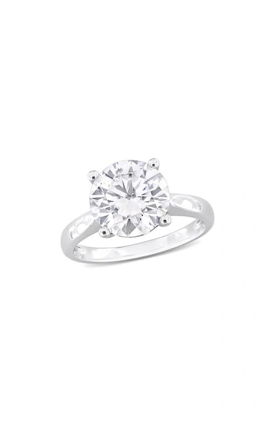 Delmar Sterling Silver Round Cut Created Moissanite Engagement Ring In Silver