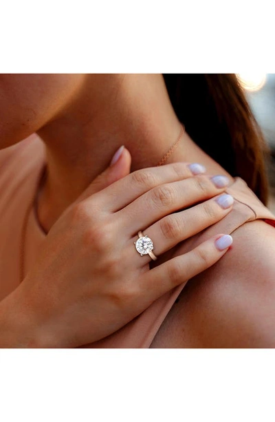 Delmar Sterling Silver Round Cut Created Moissanite Engagement Ring In Silver