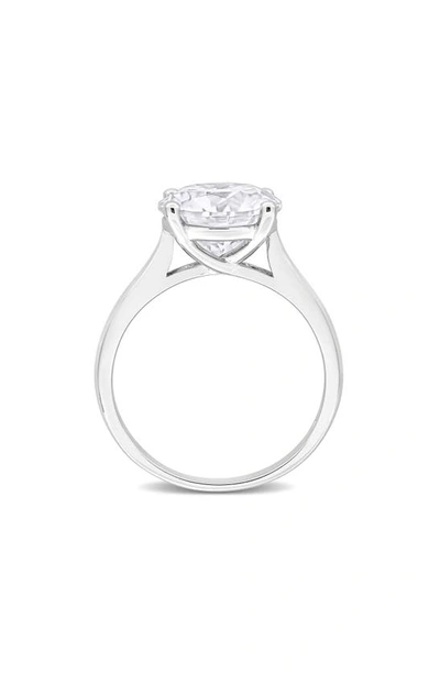 Delmar Sterling Silver Round Cut Created Moissanite Engagement Ring In Silver