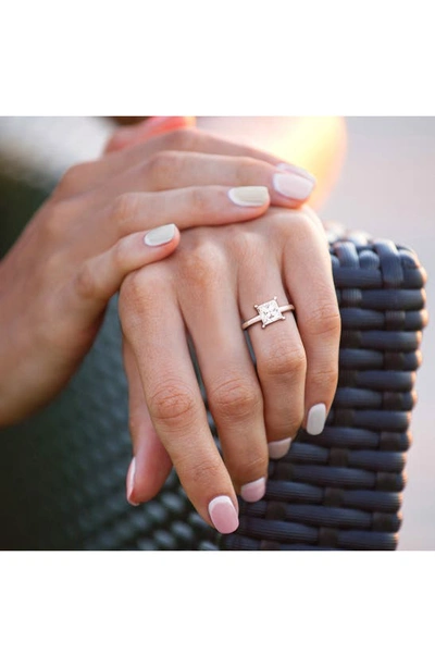 Delmar Sterling Silver Princess Cut Created Moissanite Engagement Ring In Silver