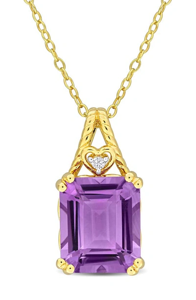 Shop Delmar Octagon Amethyst Pendant Necklace In Purple
