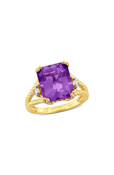 Shop Delmar Amethyst & White Topaz Statement Ring In Purple