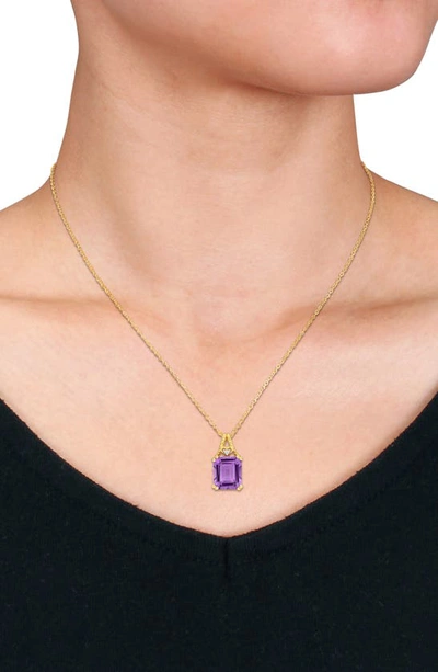 Shop Delmar Octagon Amethyst Pendant Necklace In Purple